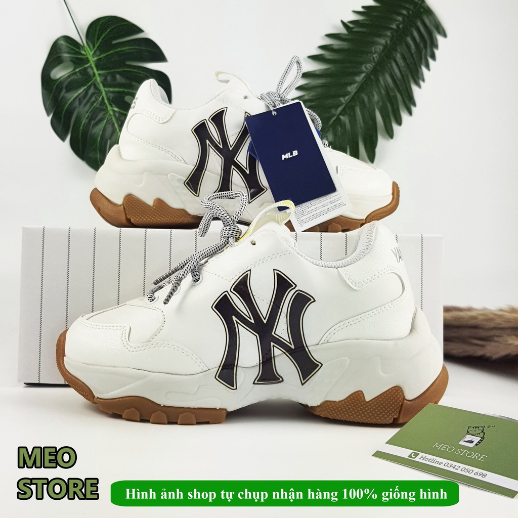Giày_Mlb NY, Giày Thể Thao NY Đế Nâu Tách Hách Dáng Tăng Chiều Cao 5cm Bản Đẹp Full Hộp Xịn Và Phụ Kiện.
