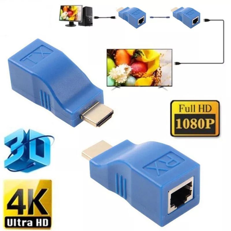 Bộ chuyển đổi HDMI to LAN 30m 2K bộ kéo dài HDMI qua mạng LAN chất lượng cao