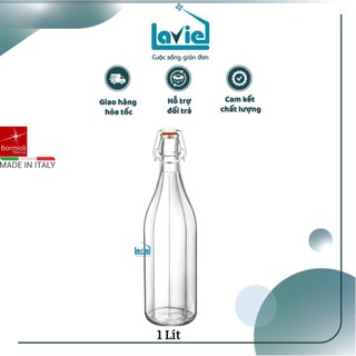 [THỦY TINH ITALY ] Chai thủy tinh nắp cài 10 cạnh mẫu Oxford Bormiolo Rocco 1 Lít