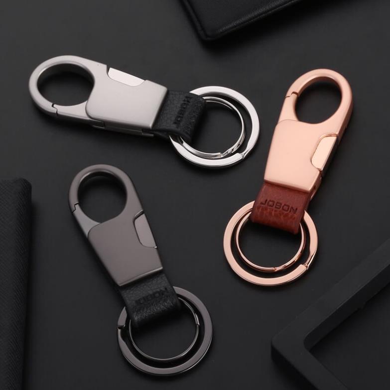 Móc khoá ô tô xe máy xe hơi Jobon ZB 028 có móc treo đỉa cạp quần - chất liệu da và kim loại