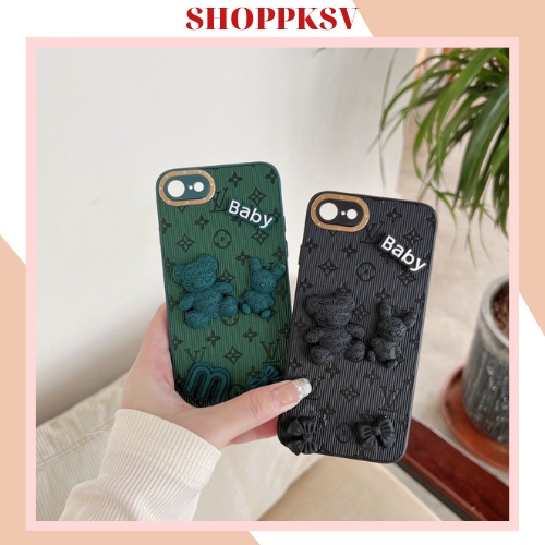 Ốp lưng iphone eo vì gấu thỏ mạ viền camera 7plus 8plus X Xs max 11 11promax 12 12pro 12promax 13 13pro 13promax