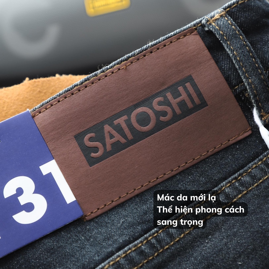 Quần jean nam Satoshi SAQJ75 xanh wash basic Straight fit co giãn thoải mái, năng động