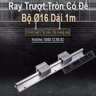Thanh Ray Trượt Tròn Có Đế SBR16 (1 Thanh Ray Ø16 Dài 1m + 2 Con Trượt) Chịu Tải Cao Trượt Trơn Êm Chính Xác