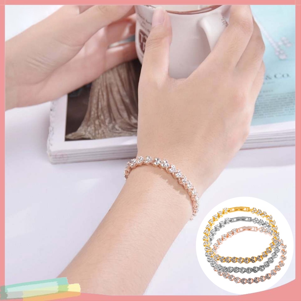 Vòng Tay Nữ Đính Pha Lê Giả Hình Trái Tim Lấp Lánh Dễ Phối Đồ Thời Trang