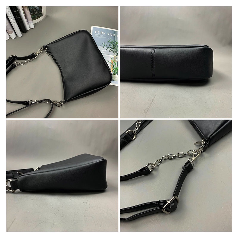 MISCHA Túi Đeo Chéo Vai Bằng Da PU Màu Trơn Thời Trang Hàn Quốc