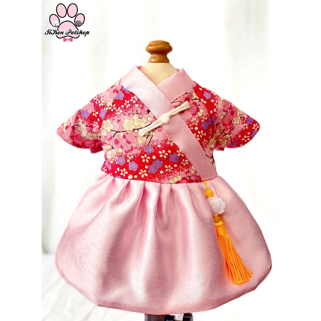 Áo TẾT họa tiết hoa anh đào cho CHÓ/MÈO