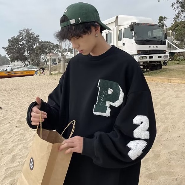 Áo Sweater Thể Thao Cổ Tròn Dáng Rộng Thêu Chữ Phong Cách Hip Hop Thời Trang Mùa Thu Mới 2022 Cho Nam Cỡ M-5XL