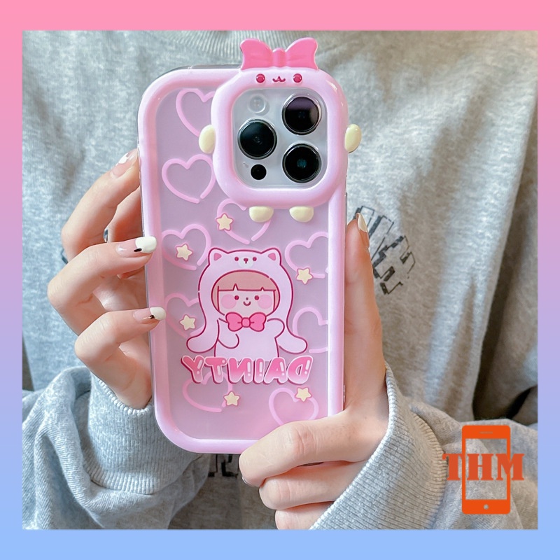 Ốp lưng iphone Con gấu nhỏ bé bé gái phim hoạt hình màu hồng vỏ điện thoại hình quái vật nhỏ Cho Iphone 6 / 6S / 6splus / se / 7 / 7plus / 8 / 8plus / X / xs / xsmax / 11 / 12 / 13 / 14 / Plus / pro / pro max-6002