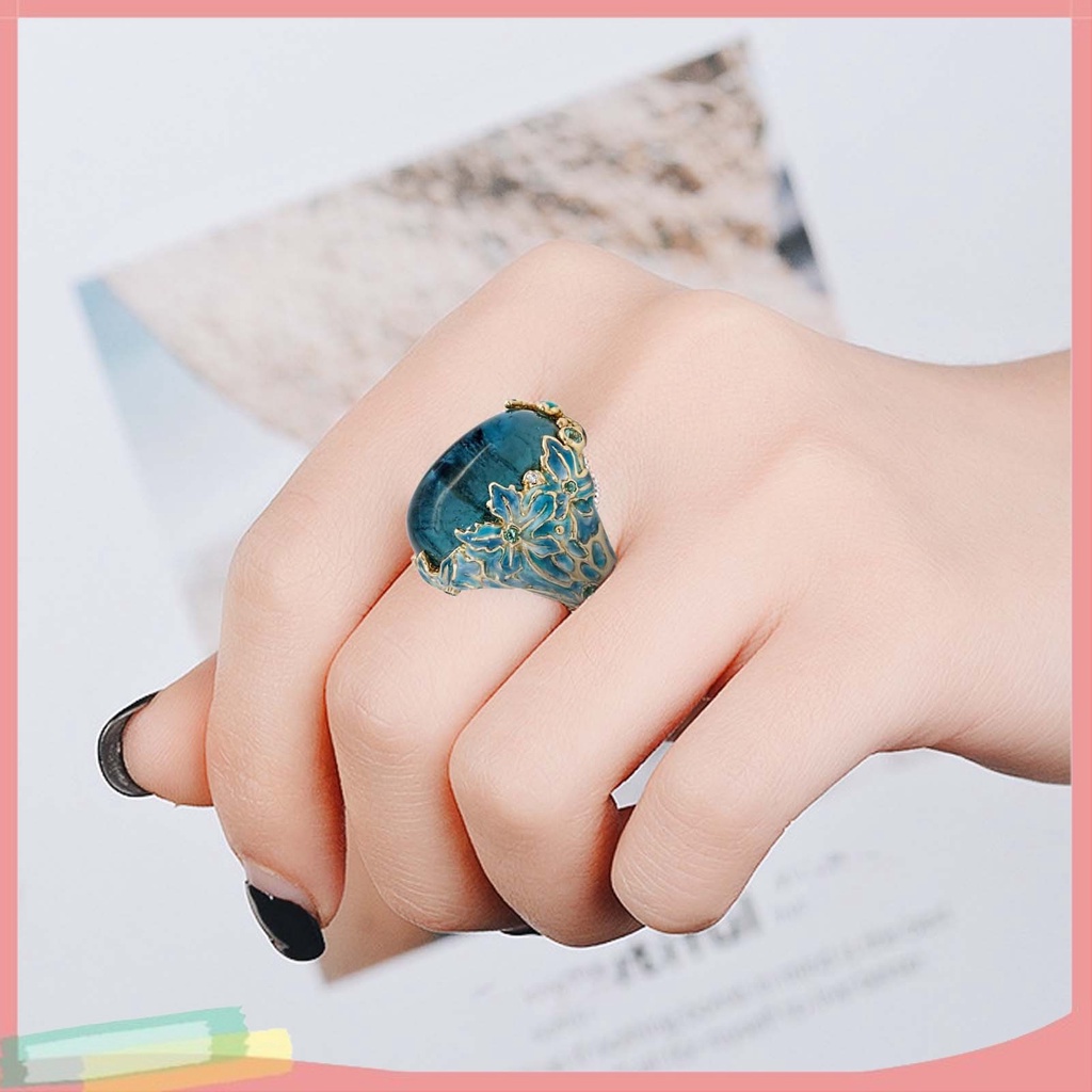 Nhẫn hợp kim trang trí hoa đính đá kiểu dáng thanh lịch cho nữ