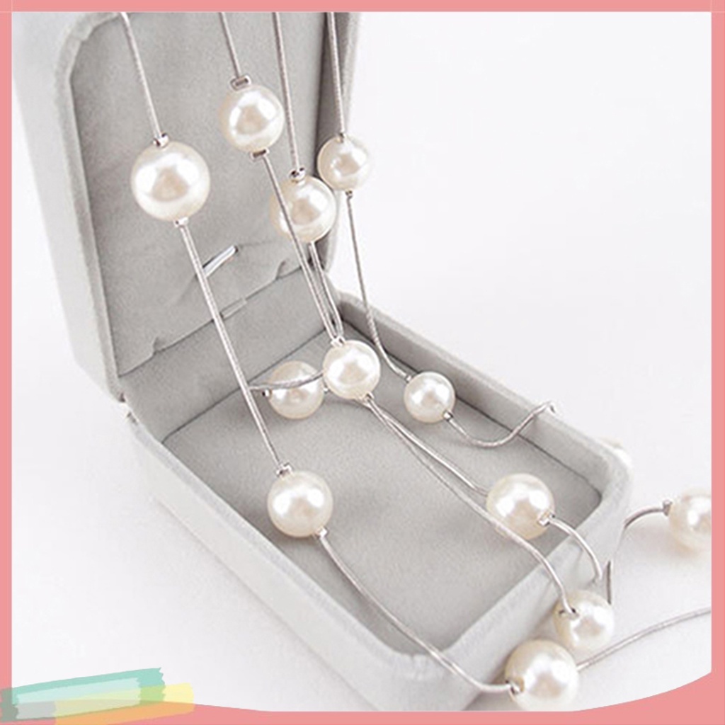 Dây Chuyền Dài Hai Lớp Đính Hạt Ngọc Trai Thời Trang Dành Cho Nữ