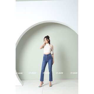 Quần jean ống đứng cạp cao basic co giãn 4 chiều CP07, CT JEANS