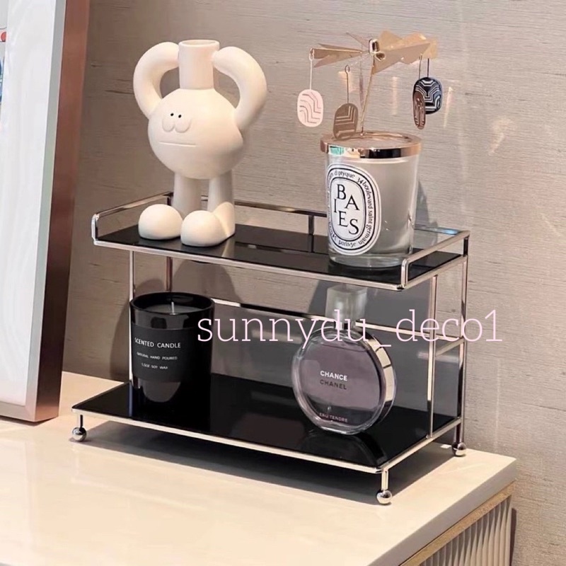 KỆ ĐỰNG MỸ PHẨM ĐA NĂNG 2 TẦNG SANG TRỌNG BỀN ĐẸP MÀU ĐEN , BE SỮA PHONG CÁCH BẮC ÂU TỐI GIẢN MẪU MỚI