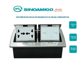 Ổ cắm âm sàn đa năng Sinoamigo SPU-52S Sinoamigo inox đúc nguyên tấm màu bạc (lắp 4-6 thiết bị)