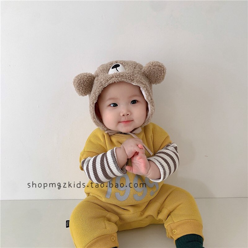 Mũ lông cừu tai gấu cho bé 6-12 tháng