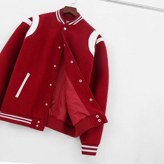 Áo khoác Bomber varsity jacket Dewe Teddy - Màu Đỏ