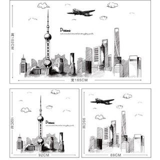 Decal dán tường Thành phố phác thảo