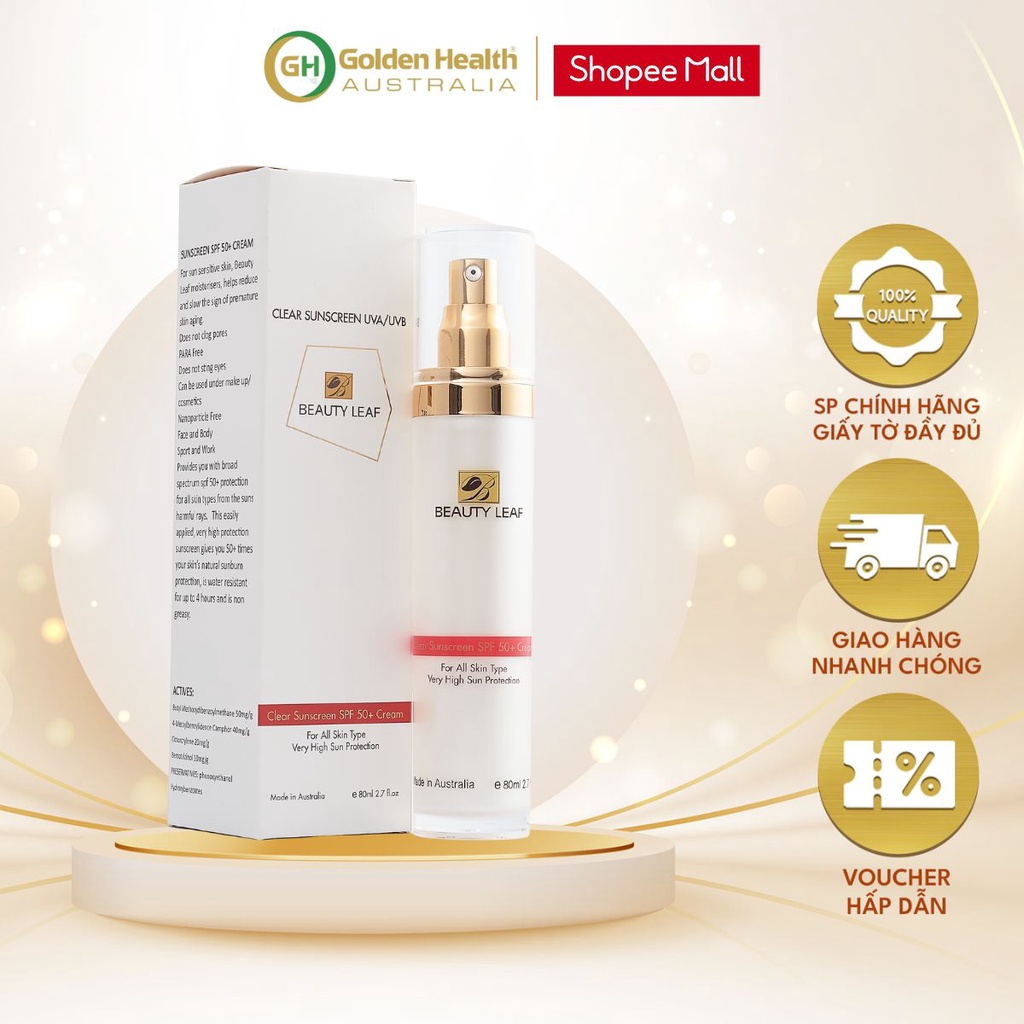 [GOLDEN HEALTH] Kem chống nắng Beauty Leaf Clear Sunscreen UVA/UVB SPF 50+ (chai 80ml)