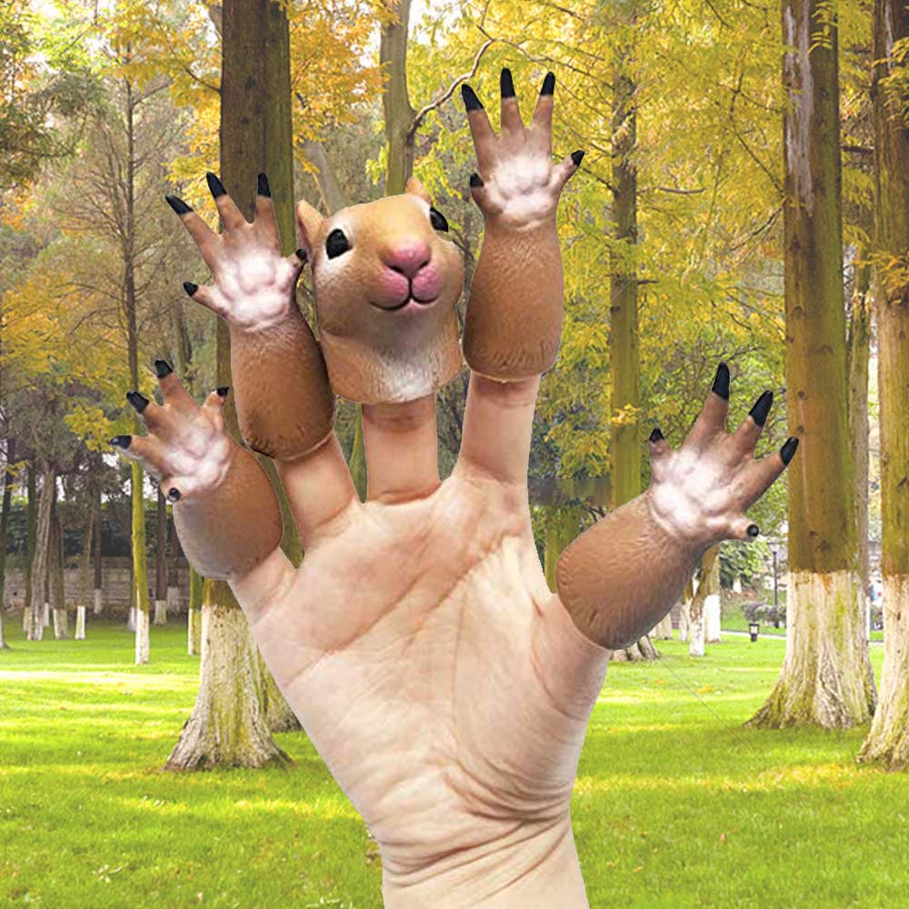 Handi Squirrel Finger Hand Puppet Novelty Toys Finger Doll Props Animal Finger Puppet Gift for Kids