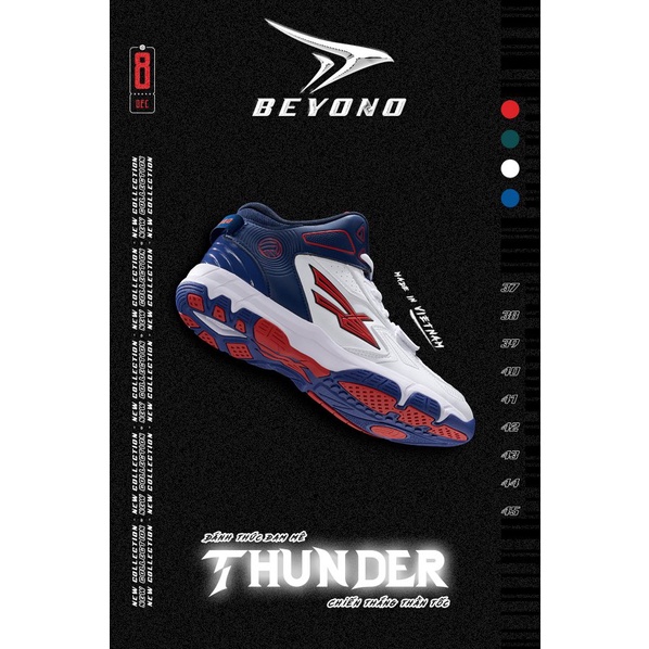 Giày Beyono Thunder White - Giày Chuyên Bóng Chuyền, Bóng Rổ cổ cao ôm chân thông thoáng đế phylon đàn hồi độ bền cao