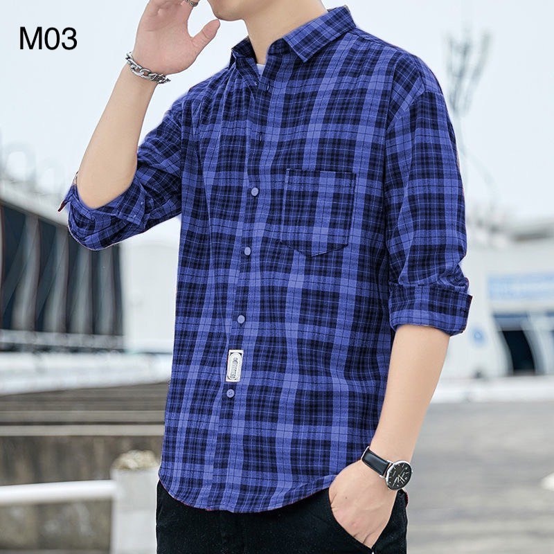 Áo sơ mi nam, áo sơ mi caro nam, áo flannel không xù không nhão