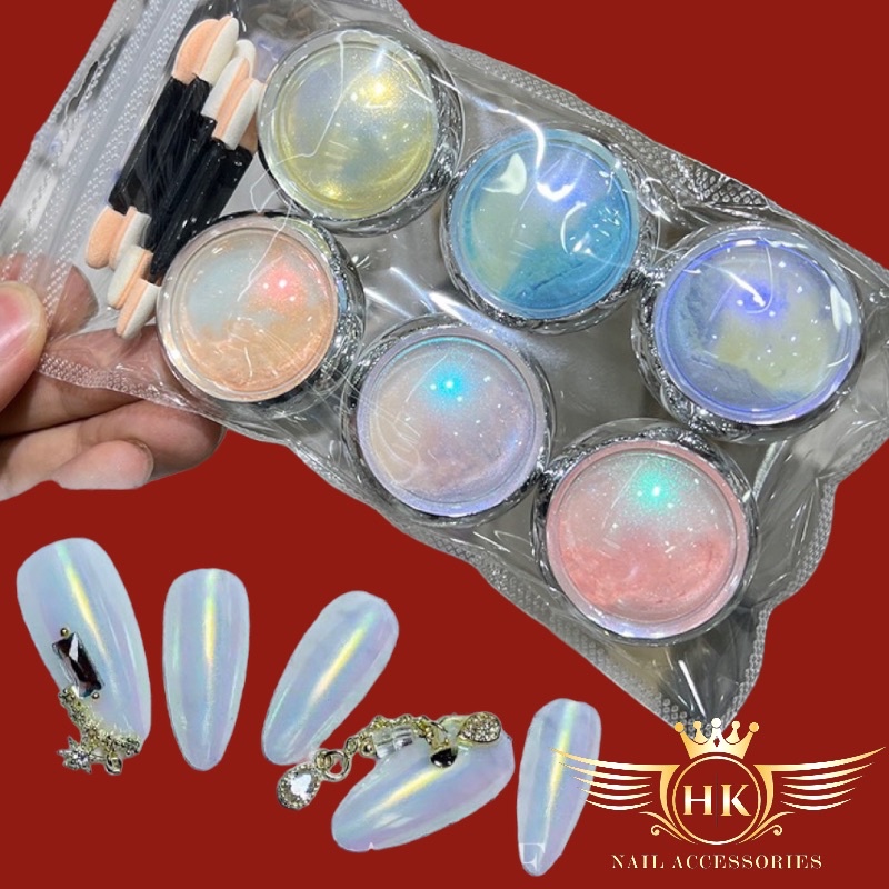 Set 6 bột tráng gương ngọc trai HK NAIL ACCESSORIES
