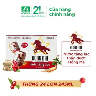 Thùng 24 lon Nước tăng lực thảo dược từ sâm Hồng Mã 245ml/lon