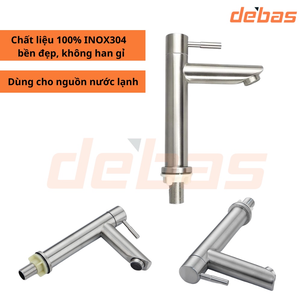 Vòi lavabo rửa mặt lạnh inox 304 cao cấp giá rẻ chính hãng Debas V5165
