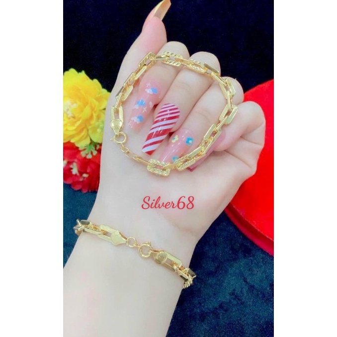 Lắc tay nữ mạ vàng.lắc khoen lật siêu xinh silver68