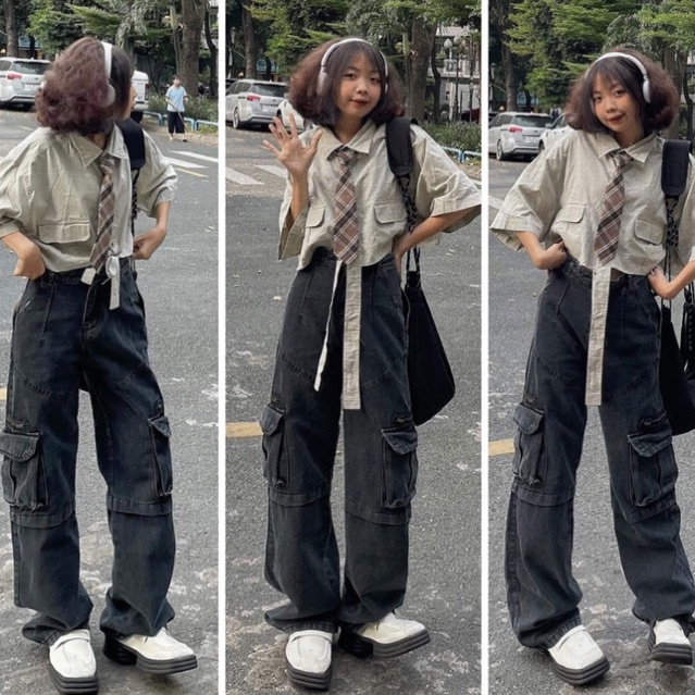 Quần Jean NẤM DÀI, túi hộp khoá kéo dành cho mét 6 - mét 7