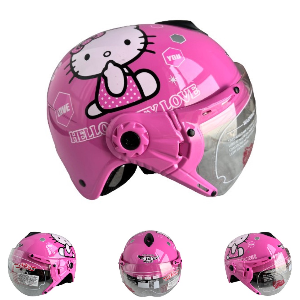 Mũ bảo hiểm trẻ em V&S Helmet - VS103KS Hồng phấn Kitty - Phù hợp với bé từ 2 đến 5 tuổ - Bé nặng dưới 18kg