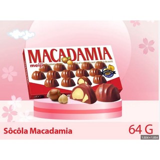 Socola nhân hạt Mắc ca Meiji Macadamia Chocolate 64g Nhật Bản. Date 06/2023