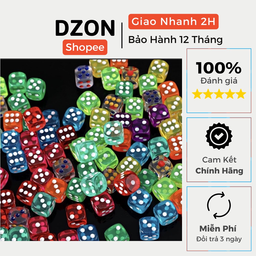 Xúc xắc xí ngầu 6 mặt in 3D sắc nét  chất liệu nhựa an toàn cho trẻ nhỏ