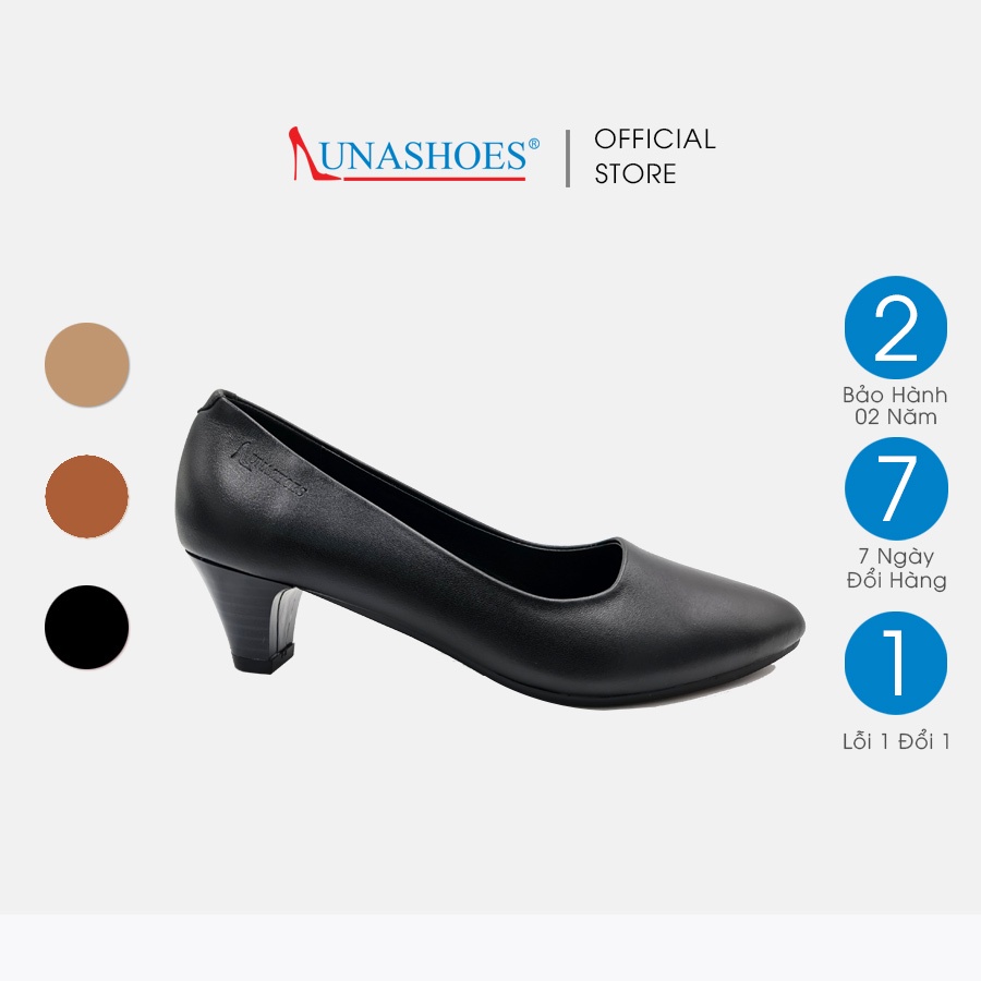 Giày Cao gót nữ 3p Lunashoes 5706 giầy da bò thật cho mẹ bảo hành 24 tháng vnxk guốc búp bê mềm đi êm chân