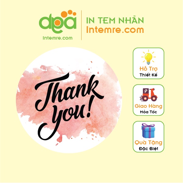 Sẳn Tem Nhãn Giấy Decal Dán Intemre.com Thank You Hình Tròn 4cm - 24 Mẫu
