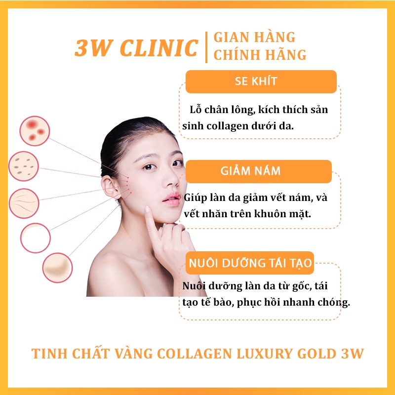 Tinh Chất Vàng Dưỡng Trắng Da Collagen Luxury Gold 3w Clinic 150ml - Serum Dưỡng Da Trắng Nhanh Chóng