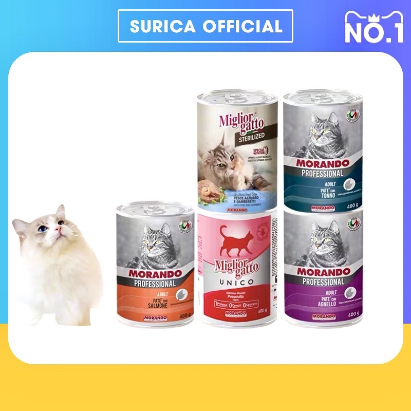 Pate cho mèo Morando thức ăn cho mèo hàng ngày bổ sung dinh dưỡng tăng cân Surica PM (400gr)