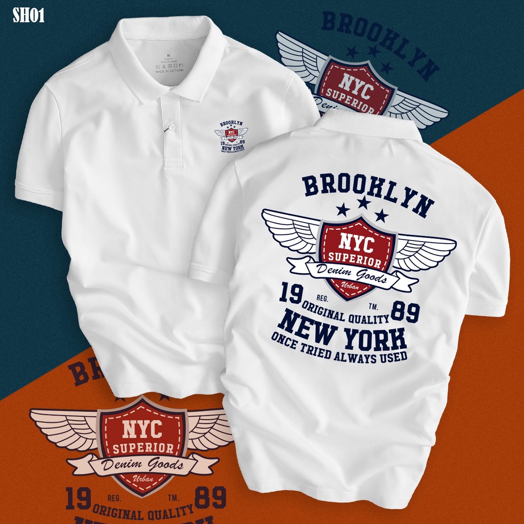 Áo polo BROOKLYN NEW YORK áo thun nam có cổ in hình thời trang phong cách sành điệu đẳng cấp SH01