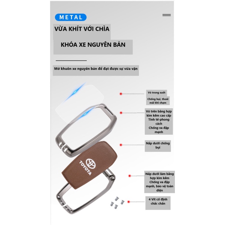 Ốp chìa khóa cao cấp xe Toyota Cross, Camry,Altis, Prado, Fortuner, Hilux,Cruise
