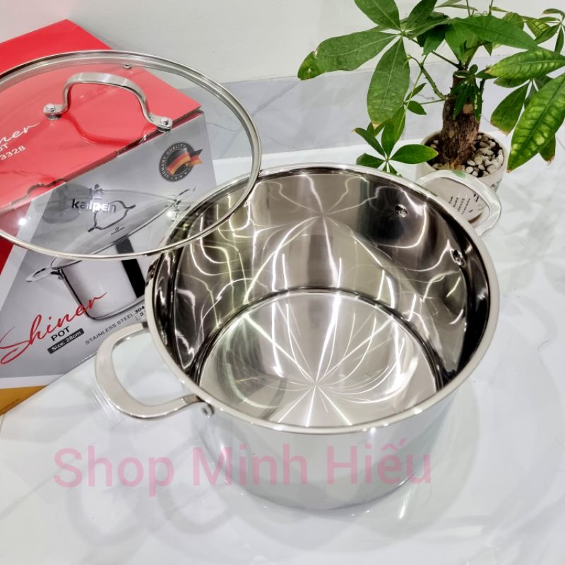 Nồi luộc gà inox 304 Kalpen 28cm - 30cm , 5 lớp đáy dùng từ BH 5 năm