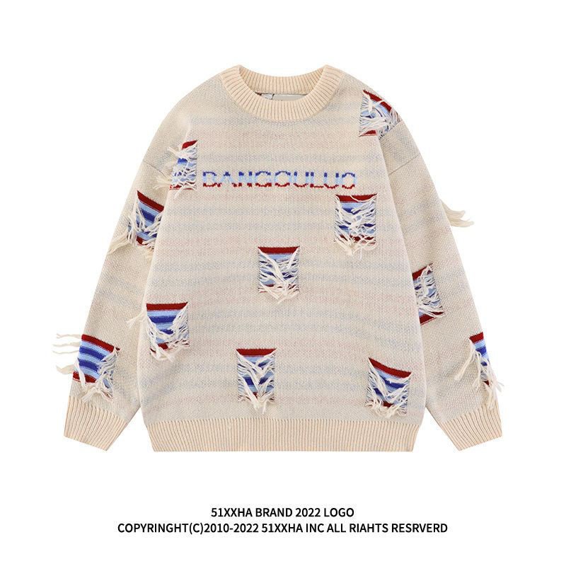 Áo Khoác Sweater Dệt Kim Dáng Rộng Thiết Kế Tua Rua Phong Cách Hip Hop Đường Phố Thu Đông Niche Dành Cho Cặp