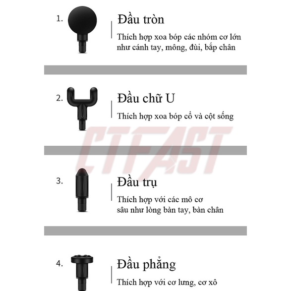 Súng Massage 4 Đầu, SÚng Massage cầm tay  720,OSK 802 MẪU MỚI 2022