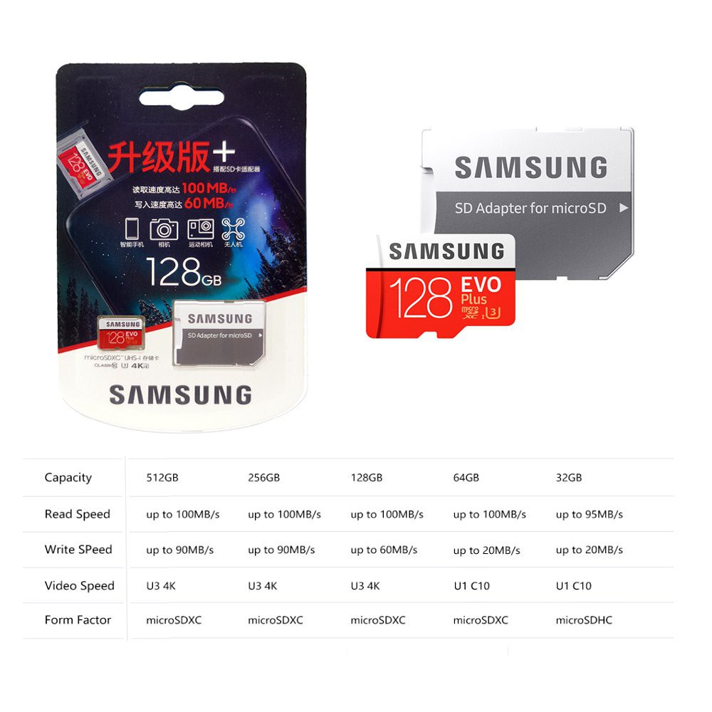 Thẻ Nhớ micro sd / tf 32gb 64gb samsung 128gb u3 micro sd 256gb