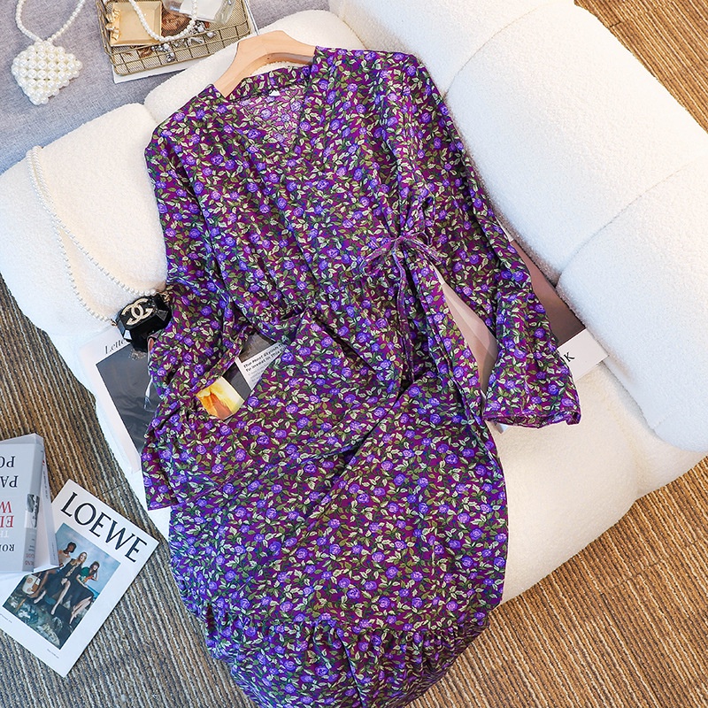 Váy tím đầm dài váy hoa nhí vintage váy cổ v váy bầu xinh váy đuôi cá đầm tay dài đầm đi tiệc váy nữ xinh váy tiểu thư sang chảnhđầm bigsize nữ