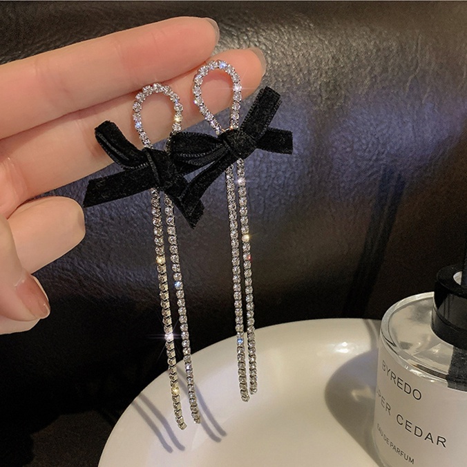 Đôi Khuyên Tai Dài Đính Nơ Thời Trang Cho Nữ