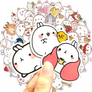 Set 50 sticker hình dán decal thỏ Molang chống thấm nước