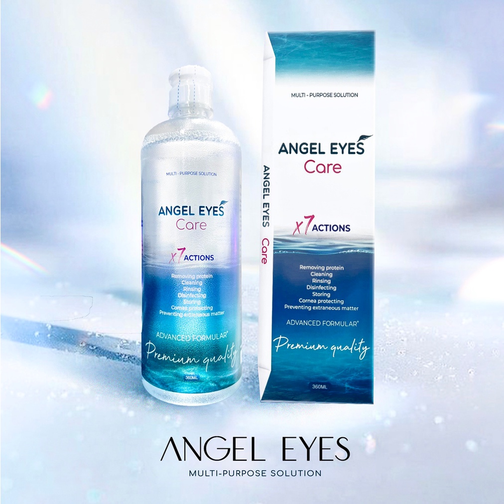 Nước ngâm lens Angel Eyes Care 360ml cao cấp dành cho mắt nhạy cảm sử dụng được cho cả lens Silicone Hydrogel