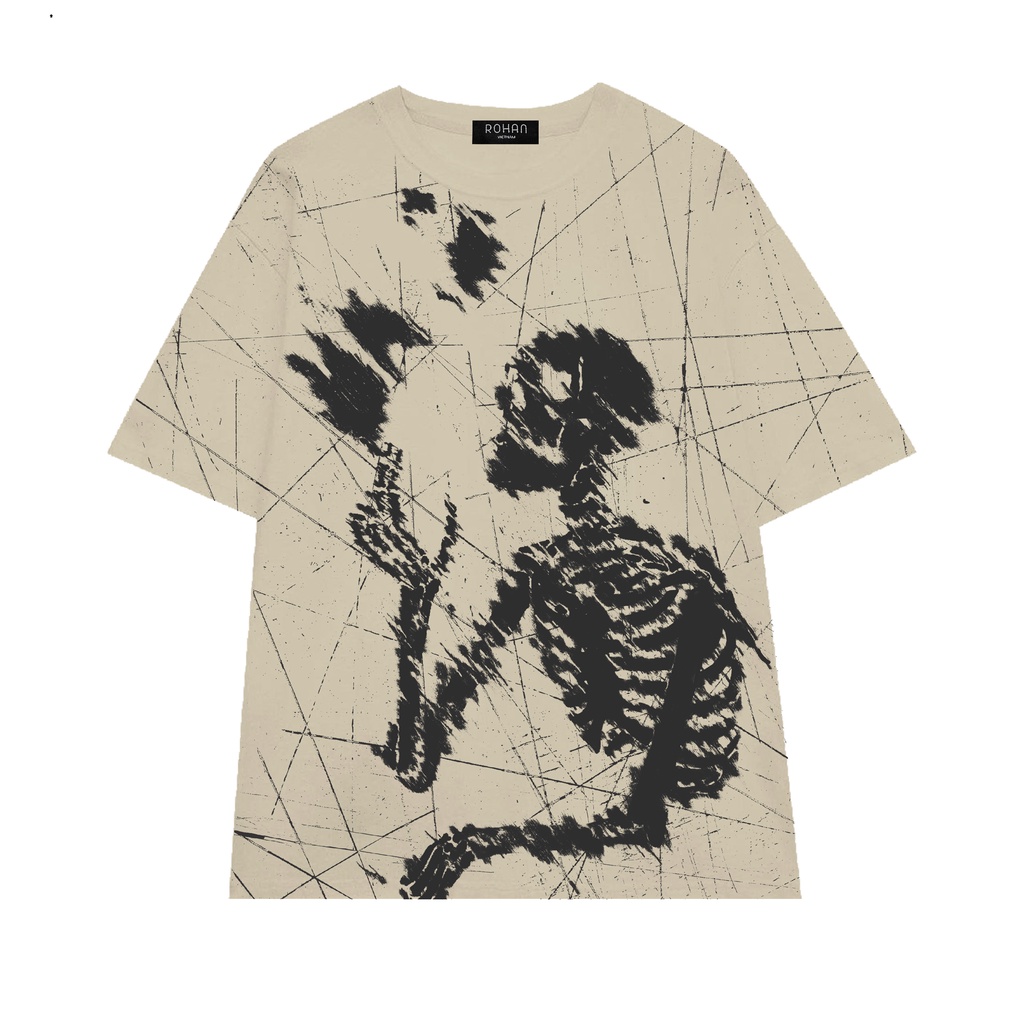 Áo Thun Local Brand Unisex Rohan Form Rộng Nam Nữ Tay Lỡ 100% Cotton Cao Cấp - Smoking Bones Tee