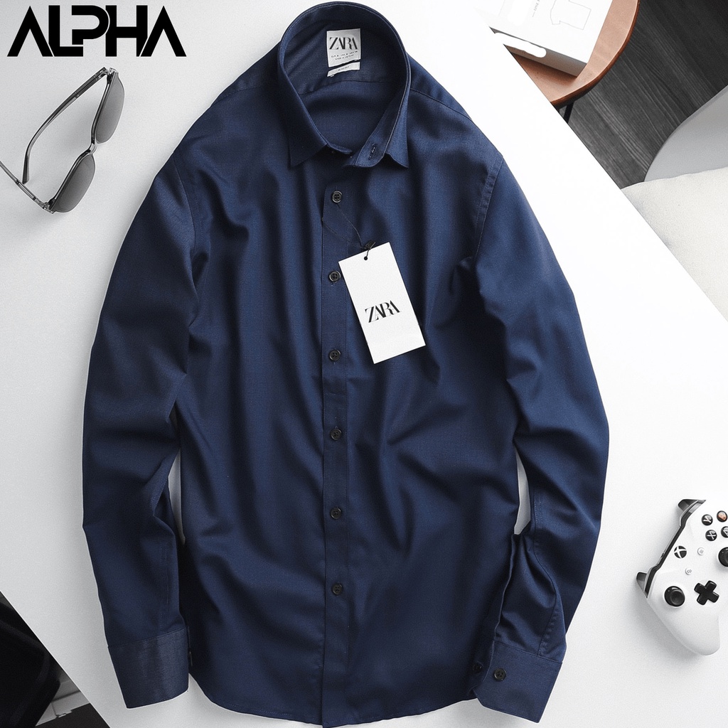 Áo sơ mi nam trơn dài tay regular ZA.RA GEN ALPHA vải chéo mềm mịn hạn chế nhăn, form thanh lịch, hiện đại