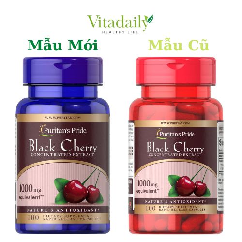 Viên uống hỗ trợ Gout, Tim Mạch Black Cherry 1000mg Puritan’s Pride của Mỹ 100 viên