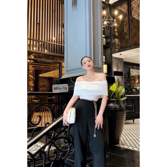 Áo phông rúm trễ vai co giãn nhẹ 45-53kg về 4 màu chuẩn mẫu